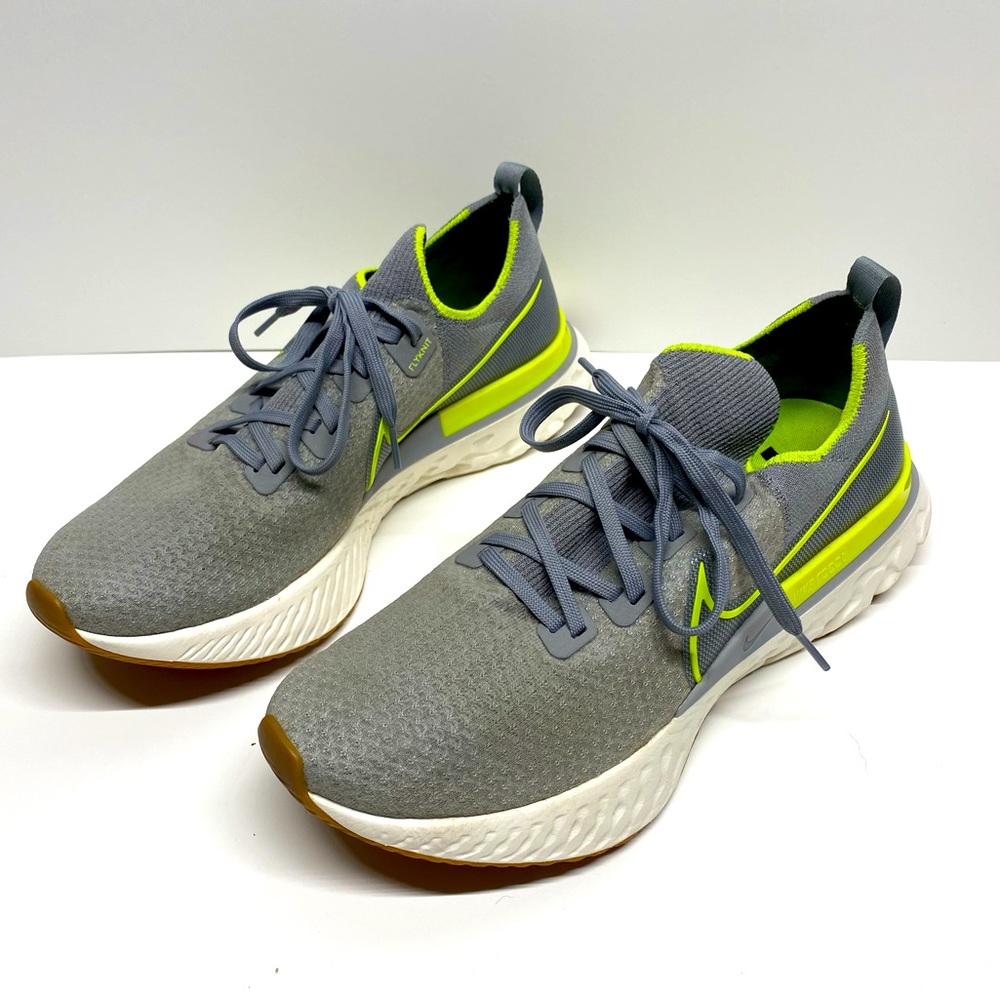 Nike React Infinity Run Flyknit 'Particle Grey Volt' Men’s Running Shoes Sz 11.5
